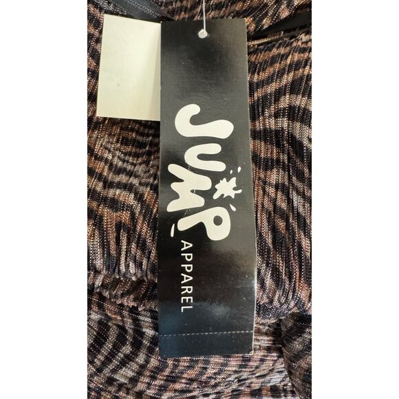 NWT JUMP Apparel Brown Zebra Small Print Ruched Bodycon Mini Dress Thin Straps - Picture 13 of 14